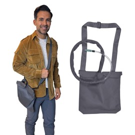 Soporte para bolsa de drenaje de orina con cubierta de tubo de catéter y correa ajustable, color gris