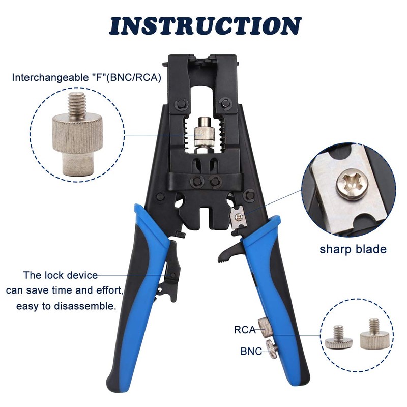 Delgada Coax Cable Crimper, 3 in 1 Multifunctional Compression Adjustable