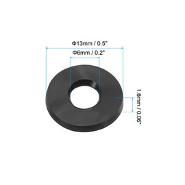 PATIKIL M6 Rubber Flat Washer 40 Pack 6 mm ID 13 mm AD 1.6 mm Thick Sealing Spacer Sealing Ring for Tap Pipes Water Hose Fastener Bolts Black
