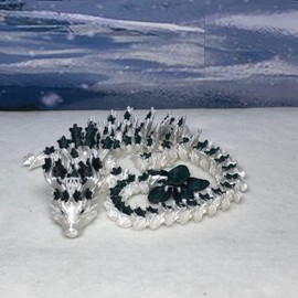 Generic 3D Printed Cherry Blossom Dragon, 12"" Articulated White and Green Cherry Blossom Dragon, Home Decor Executive Desk Toys,Fidget Toys for Autism/ADHD D017-BEG-DR, Large