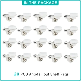 20PCS 1/5 Inch 5mm Metal Shelf Pegs Pins Clips Replacement Kitchen Cabinet Shelves Support Holders for Bookshelf Bookcase Cupboard Adjustable Wood Glass Shelving Hold Nickel