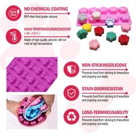 Kezidhp 4 Stück Backmatte Hundekekse – BPA-freie Silikonform Hund, Hundekekse Backform für DIY Leckerlis, Schokolade, Eiswürfel & Süßigkeiten – Backmatten für Hundeleckerlies