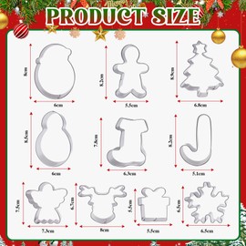 JUNUNDJING Pack of 10 Christmas cookie cutters, Christmas cookie cutters, Christmas cookie cutters, Christmas cookie cutters, Christmas cookie cutters