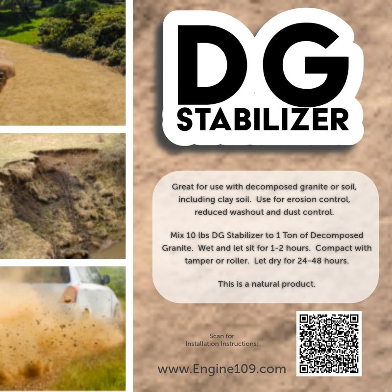 Decomposed Granite and Soil Stabilizer/Binder. Construction Grade Psyllium Husk. 1/2