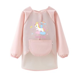 LdawyDE Painting Apron Children for Age 6-10 Years Painting Coat School 1st Grade Painting Coat Children Waterproof Protection Against Stains Craft Apron Children with Sleeves & Pockets, Easy