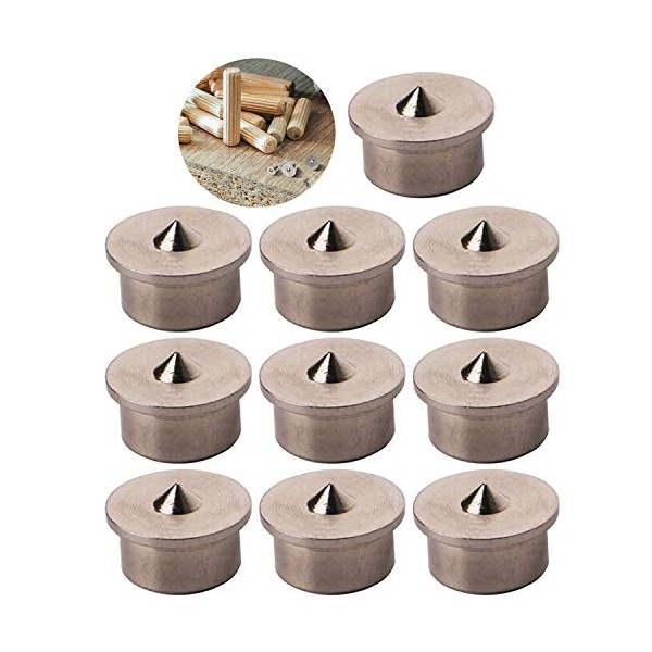 CESFONJER Dowel Pin Center Woodworking Alignment Tool Points Marker Drill Center, 10 mm Dowel Drill Center Points Pin Set (10 pcs)