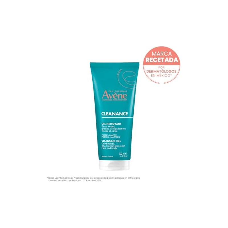 Avene Cleanance Gel Limpiador Facial Piel Grasa y Mixta, 200ml