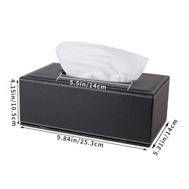 Tissue Box Holder, Leather Tissue Box Cover, Modern Rectangular Tissue Paper Suction Box, Base Reinforced with Magnets, Suitable for Home, Hotel, Restaurant, Office, Car (Black)