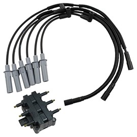 TRQ Ignition Kit Ignition Coil Spark Plugs Wire Set Compatible with 2007-2011 Jeep Wrangler