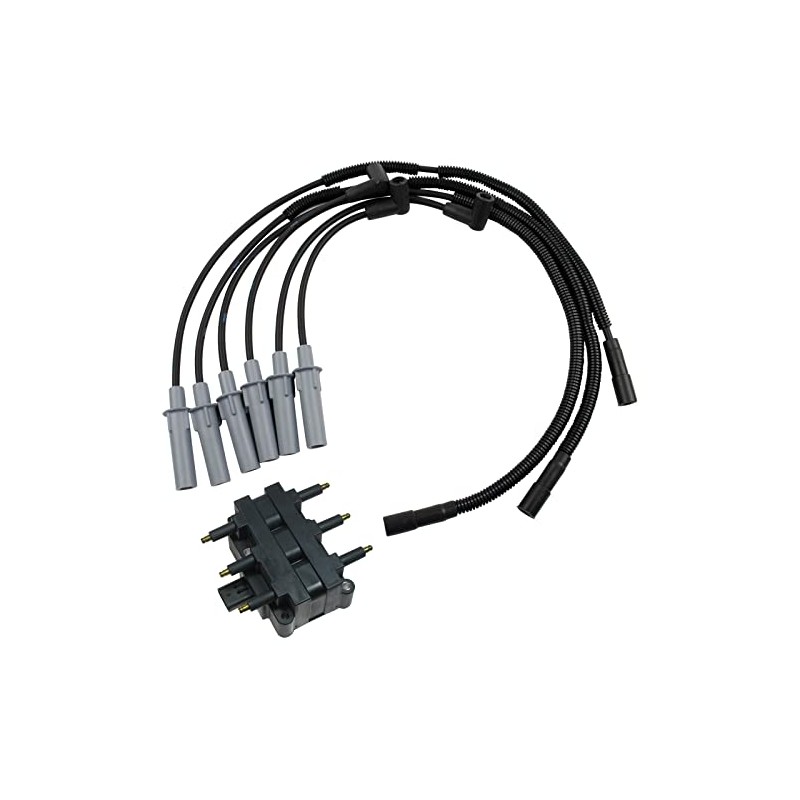 TRQ Ignition Kit Ignition Coil Spark Plugs Wire Set Compatible