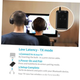 Gatuida Wireless Transmitter Receiver Adapter Dual Device Audio Adapter Cable for Streaming Music and Calls Compatible Tv Car Stereo and Headphones Black