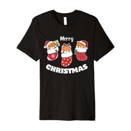 Cute Red Pandas In Christmas Stockings For Christmas Red Premium T-Shirt