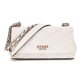 GUESS White Padded Leather Shoulder Bag with Gold Chain Classic Design