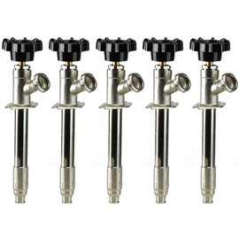 Midline Valve 6204G-OM-5 Anti-Siphon Sillcock Frost Free Outdoor Faucet 1/2 in. PEX A x 3/4 in. Hose Bib, 4 in. Long (5 Pack), Chrome, 5 Count
