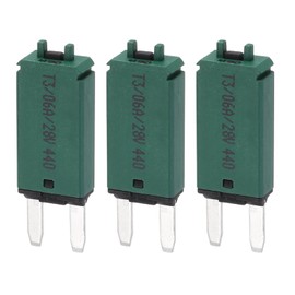 DMiotech 3 Pack 28V DC 6A Dark Green ATC/ATO Manual Narrow Mini Resettable Fuse for Automotive Circuit Breaker Reset Fuses Low Profile Blade Fuses for Car Truck SUV Marine Boat Motorcycle