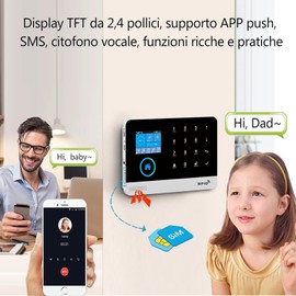 PGST Home Alarm System, Wireless Kit, Home WiFi (2.4G) GSM 2G, Tuya App (Smart Life App), Door & Window Security Alarm for Motorhome/Apartment/Garage, Works with Alexa