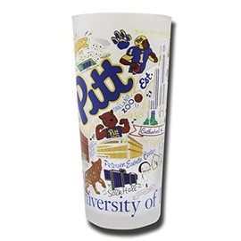 Catstudio Drinking Glass, University of Pittsburgh Glass Cup for Kitchen, 15oz Dishwasher Safe Tumbler for Pitt Alumni