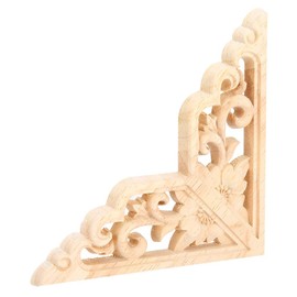 Wood Carved Corner Onlay Unpainted Door Applique for Home Furniture European Decorations 10x10cm 4Pcs