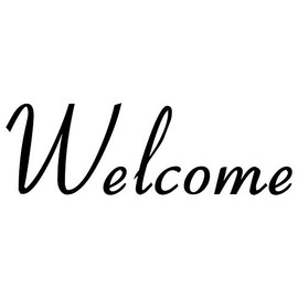 Welcome 9.5w x 3h Label | Kitchen Pantry Organization | Die Cut Vinyl Decal | Black Retro Font (Sticker Only)