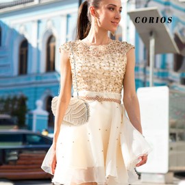 CORIOS Women's Pearl Evening Bag Luxury Rhinestone Clutch Bag Wedding Bridal Purse Diamond Purse Bag Chain Shoulder Bag Elegant Handbag Evening Party Purse Shoulder Bag, beige