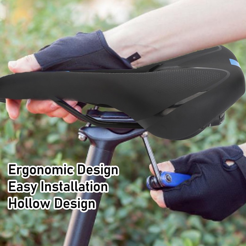 Road Bike Saddle Black Hollow Ergonomic Soft Silicone Sponge Tail