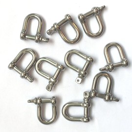 JY-Marine Stainless Steel Mini D Shackle, 4mm, Silver Color,for Paracord Jewelry, Marine Tackle-10 Pieces