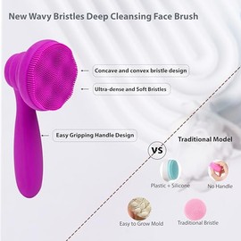 2 cepillos de limpieza facial de silicona, exfoliante facial manual, cepillo exfoliante facial, limpiador facial, exfoliador facial, cerdas ultrafinas para piel sensible, fácil de limpiar, hace buena