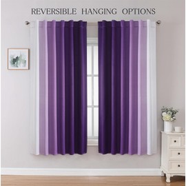 MIUCO Blackout Curtains & Drapes for Bedroom Living Room 63 Inch Length Purple and White Room Darkening Ombre Curtains Rod Pocket & Back Tab Curtains Thermal Insulated Light Blocking 2 Panels Set