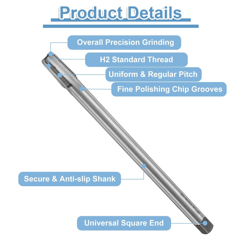 uxcell Straight Flute Thread Tap, NPT 1/8-27 Screw Threading Tapping