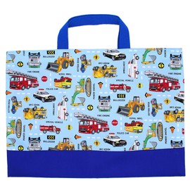 miwaki Big BL Bag09 Lesson Bag, Boys, Tote Bag, Handbag, Training Bag, Sub-Bag, Elementary School, Kindergarten, Nursery, Made in Japan, Handmade, Name Tag, Light Blue, Special Vehicle, Emergency