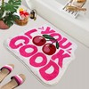 SHIYUE You Look Good Bath Mat Cute Cherry Funny Bathroom Rug, Soft Absorbent Water Non Slip, Superior Washable Microfiber Cool Shower Preppy Decor Rug (21"x25"Pink)