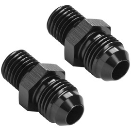 Podavelle Metric M12x1.0 to 4AN Male Flare Adapter Fuel Fitting Straight Aluminum Black, Pack of 2