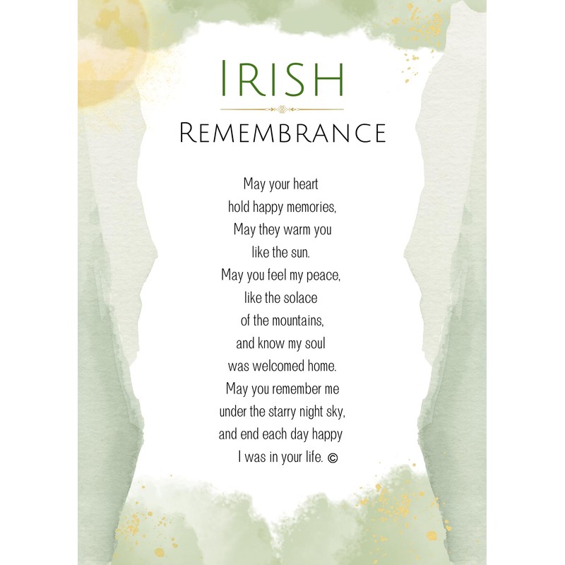 Irish Memorial Gift - Irish Remembrance Message with Picture Frame
