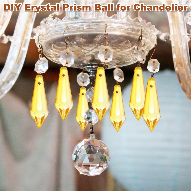 50-Pack Crystal Icicle Prisms, 34mm/1.34 Inch Chandelier Pendant Maker Hanging