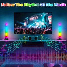 Monemey RGBIC LED Light Bar Pack of 2, TV Backlight, Music Sync with App & 2.4G Remote Control USB Ambient Light Bar for Gaming PC TV Decoration, 32 cm