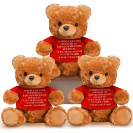 Glimin Christmas Bear Dolls with Christmas Eve Wishes Soft Bear Stuffed Animal with Brown and Red Clothing Plush Bear Stocking Stuffers Toys Christmas Party Favors for Son Daughter Student (1 Pcs)