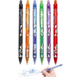 JUGUTA Erasable Ballpoint Pen, Gel Pen, 6 Rollerball Pens, Erasable Pen, 0.5 mm Erasable Pen, Friction Pens for School Supplies, Office Supplies, Students