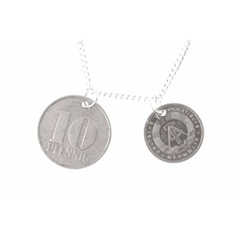 Miniblings 2er DDR Pfennig ONostalgia Necklace – Handmade Fashion Jewellery I Chain with Pendant Length: 60 cm – Coins Money New, Metal