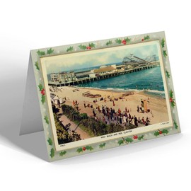 CHRISTMAS CARD - Vintage Essex - West Beach and Pier, Clacton (bc)