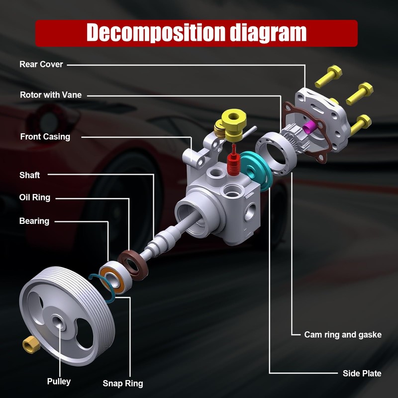 PATEWIN Power Steering Pump Fits for 2003-2007 Honda Accord 2.4