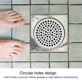 Floor Drain Filter, Stainless Steel Round Drain Grate, Shower Strainer, Mesh Piece, Anti-Blocking Shower Drain Grille for Bathroom, Kitchen, Toilet (68 mm)
