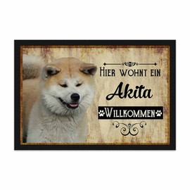 PR Print Royal Doormat Pets with Dog Picture Akita - Gift Idea for Dog Lovers and Dog Owners - Size 60 x 40 cm