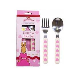 Bunnykins Kids Spoon & Fork Sweethearts Pink Cutlery Set