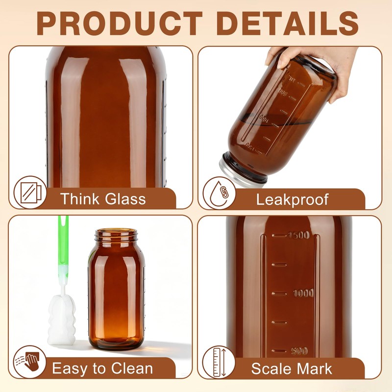CARBLIN Half Gallon Amber Mason Jars, 3Pcs 64oz Canning Container