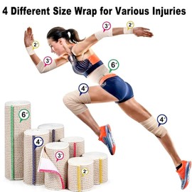 5 Rolls Elastic Bandage Wrap - Compression Bandage with Self Closure and Extra Clips,Latex Free Bandage for Sports,D
