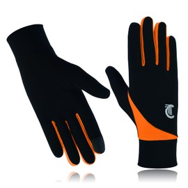COLOURLINX Winter Gloves Running Thermal Liner Gloves Anti-slip Touchscreen Gloves for Men Women Sport Walking Riding Driving Cycling Warm Gloves (Black/Orange, L)