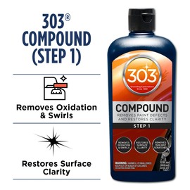 303 Products Compound - Removes Paint Defects and Restores Clarity - Removes Oxidation and Swirls - Restores Surface Clarity - Removes 1500 Grit Scratches (Step 1), 12 fl. oz. (30705)