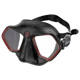SEAC Unisex-Adult Raptor kleinvolumige Maske zum Freitauchen und Speerfischen, schwarz/rote, Standard