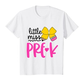 Kids Little Miss Pre K Pencil Bow for Girls First Day of Prek T-Shirt