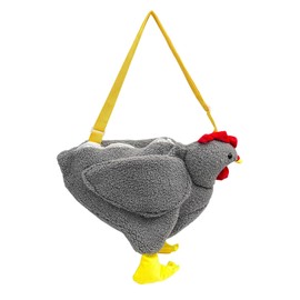 Women Faux Tote Shoulder Bag Cartoon Chicken Cuddly Handbag Crossbody Shoulder Bag, gray